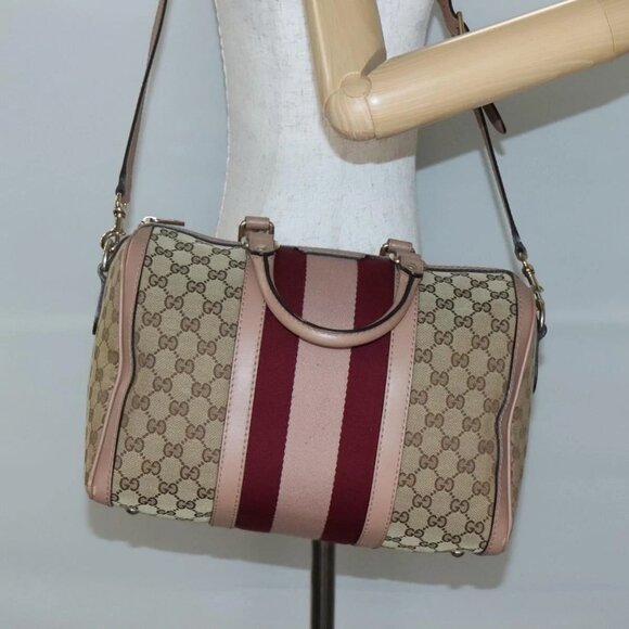 GUCCI GG Canvas Hand Bag 2way Beige Gold 247205 Auth BA5153 - Picture 1 of 16